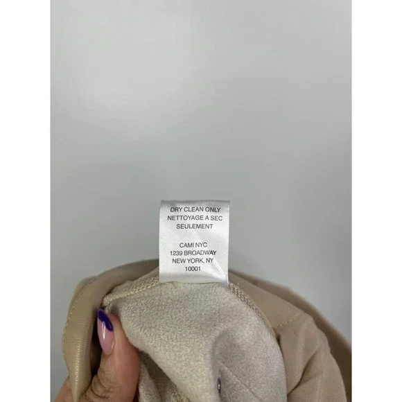 NWT Cami NYC Hanie Vegan Leather Back Pocket Straight Leg Ankle Tan Pant